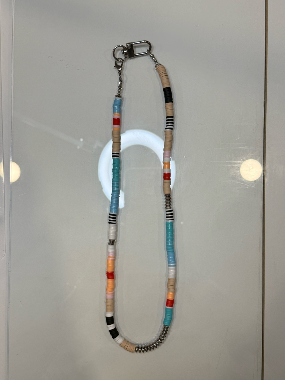 Colorful Beaded Lanyard Necklace with Metal Lobster Clasp